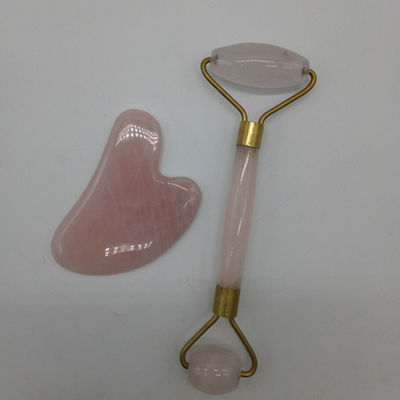 Ruloir anti-âge pour le visage et ensemble de Guasha réel 100% Ruloir de jade pour le massage du visage réduit les rides Ruloir de quartz rose pour le massage du corps