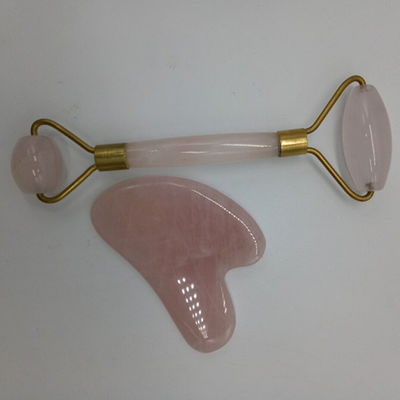 Ruloir anti-âge pour le visage et ensemble de Guasha réel 100% Ruloir de jade pour le massage du visage réduit les rides Ruloir de quartz rose pour le massage du corps