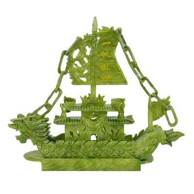 Caractéristique régionale Fengshui bateau chinois de jade sculpté bateau dragon artisanat technique sculptée