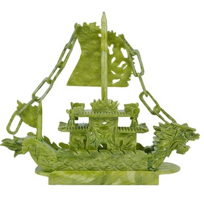 Caractéristique régionale Fengshui bateau chinois de jade sculpté bateau dragon artisanat technique sculptée