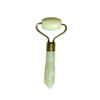 Ruloir facial en pierre de jade argentée pour les yeux et le visage Massage anti-âge Ruloir facial en jade vert naturel Massageur facial 110 * 55mm