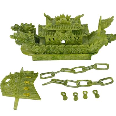Caractéristique régionale Fengshui bateau chinois de jade sculpté bateau dragon artisanat technique sculptée
