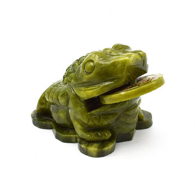 La sculpture de crapauds de jade vert pour la prospérité financière dans le fengshui