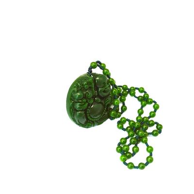 Style Feng Shui Caractéristique régionale Naturel Vert Grand Jade Bonheur Bouddha Collier Collier avec des chaînes