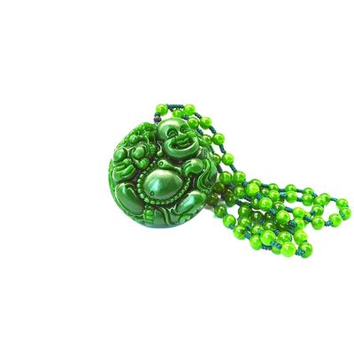 Style Feng Shui Caractéristique régionale Naturel Vert Grand Jade Bonheur Bouddha Collier Collier avec des chaînes