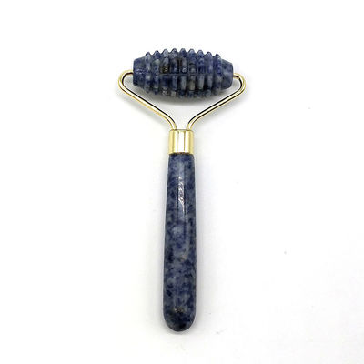 Blue Point Jasper Massageur à rouleaux faciaux silencieux Nature Jade Massageur à rouleaux 128*58mm Fonction face vers le haut Massageur Nature