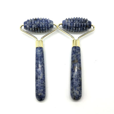 Blue Point Jasper Massageur à rouleaux faciaux silencieux Nature Jade Massageur à rouleaux 128*58mm Fonction face vers le haut Massageur Nature