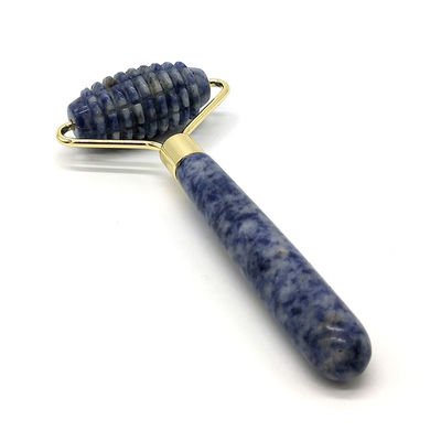 Blue Point Jasper Massageur à rouleaux faciaux silencieux Nature Jade Massageur à rouleaux 128*58mm Fonction face vers le haut Massageur Nature