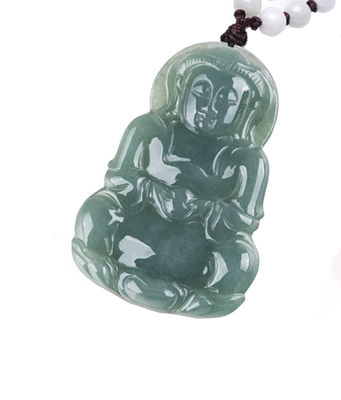 Pendant de jade naturel Guanyin Pendant vert émeraude de jade charmes collier amulettes pour les bijoux d'hommes et de femmes élégant et élégant