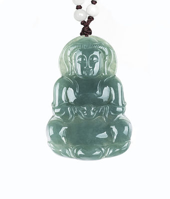 Pendant de jade naturel Guanyin Pendant vert émeraude de jade charmes collier amulettes pour les bijoux d'hommes et de femmes élégant et élégant