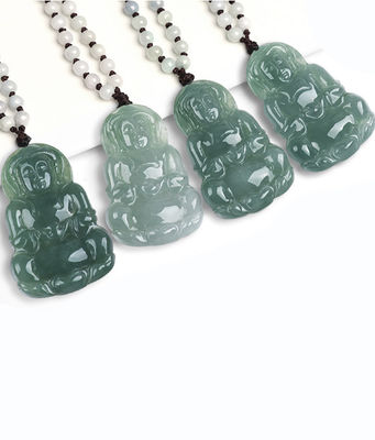 Pendant de jade naturel Guanyin Pendant vert émeraude de jade charmes collier amulettes pour les bijoux d'hommes et de femmes élégant et élégant