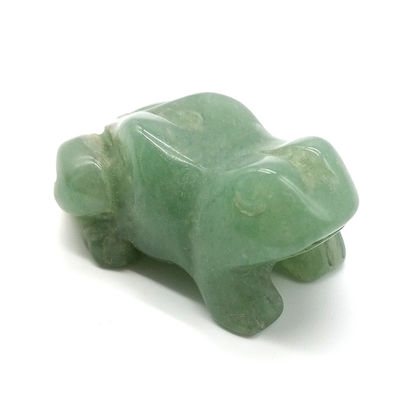 Technique sculptée à la main, grenouille aventurine verte, statue en pierre de guérison de 1,5 pouce pour la décoration de la pièce et l'affichage en cristaux de guérison