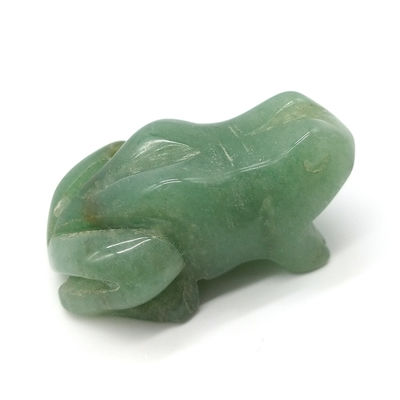 Technique sculptée à la main, grenouille aventurine verte, statue en pierre de guérison de 1,5 pouce pour la décoration de la pièce et l'affichage en cristaux de guérison