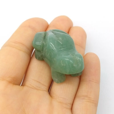 Technique sculptée à la main, grenouille aventurine verte, statue en pierre de guérison de 1,5 pouce pour la décoration de la pièce et l'affichage en cristaux de guérison