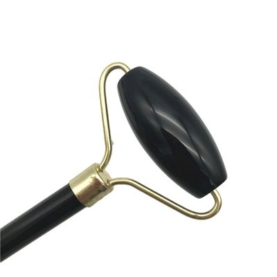 2024 Obsidian Noir Naturel Gua Sha Jade Masseur Facial Guasha Roller pour le soins du visage et du cou Beauté par Silver Metal