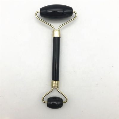 2024 Obsidian Noir Naturel Gua Sha Jade Masseur Facial Guasha Roller pour le soins du visage et du cou Beauté par Silver Metal