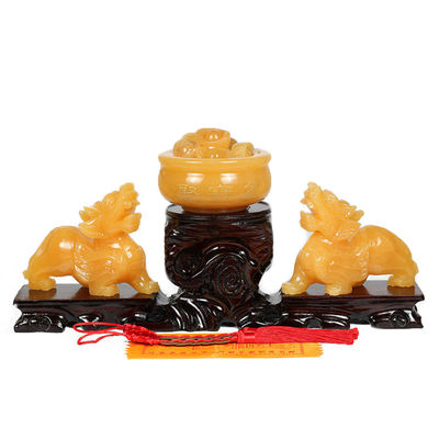 Affichage du magasin Statue de Jade Jaune Pixiu Fengshui Cadeau pour la richesse et la prospérité