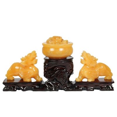 Affichage du magasin Statue de Jade Jaune Pixiu Fengshui Cadeau pour la richesse et la prospérité
