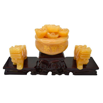 Affichage du magasin Statue de Jade Jaune Pixiu Fengshui Cadeau pour la richesse et la prospérité