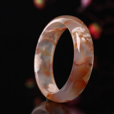 Décoration de bijoux Naturel Sakura Agate Jade Bracelet Chalcédoine Cristal Glace à travers Bracelet Femmes 52-56mm