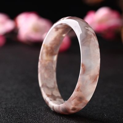 Décoration de bijoux Naturel Sakura Agate Jade Bracelet Chalcédoine Cristal Glace à travers Bracelet Femmes 52-56mm
