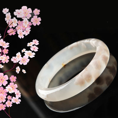 Décoration de bijoux Naturel Sakura Agate Jade Bracelet Chalcédoine Cristal Glace à travers Bracelet Femmes 52-56mm