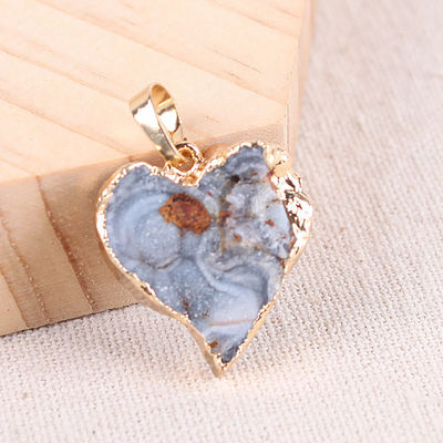 Collier d'agate en tranches d'art argenté / oré bord Feng Shui thème design unique artisanal