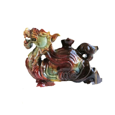 Statue de tortue de dragon sculptée en jade naturel de 40 cm, style Feng Shui pour la décoration