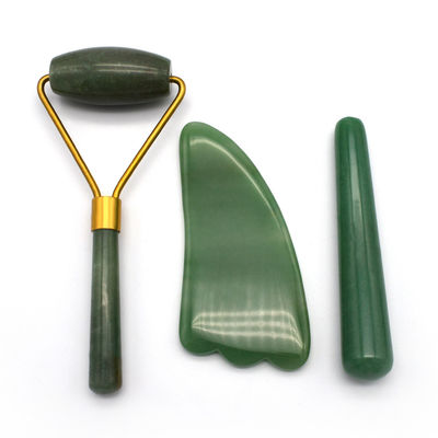 Masseurs à rouleaux de visage en jade vert pour le visage, le cou et les yeux