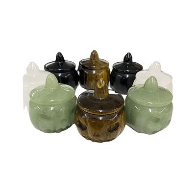 Technique de gravure Cristal naturel pierre semi-précieuse sculptée citrouille parfaitement sculptée pour la décoration d'Halloween