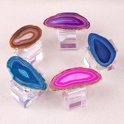Portable anneau de serviette en forme carrée en cristal en agate naturel pour une table élégante