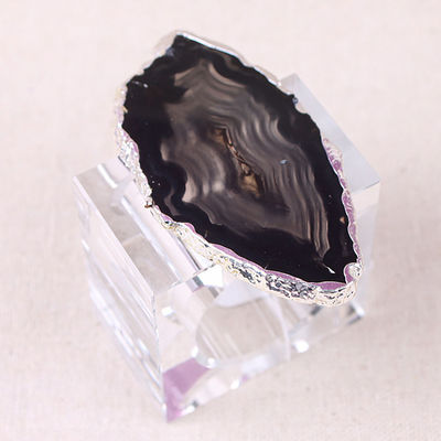 Portable anneau de serviette en forme carrée en cristal en agate naturel pour une table élégante