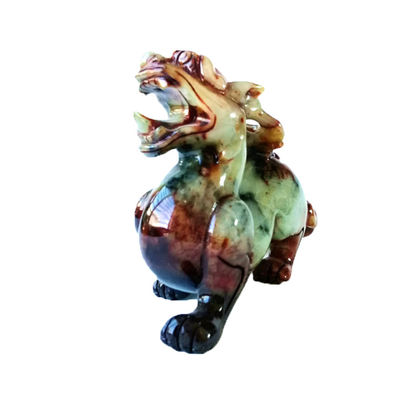 Statue de 22 cm sculptée à la main en Jade Pixiu, statue verte du dragon pour le bonheur et le mal.