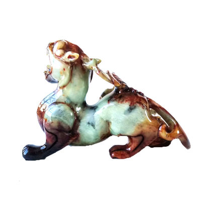 Statue de 22 cm sculptée à la main en Jade Pixiu, statue verte du dragon pour le bonheur et le mal.