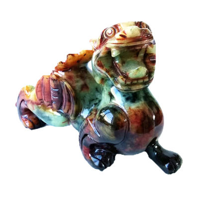 Statue de 22 cm sculptée à la main en Jade Pixiu, statue verte du dragon pour le bonheur et le mal.