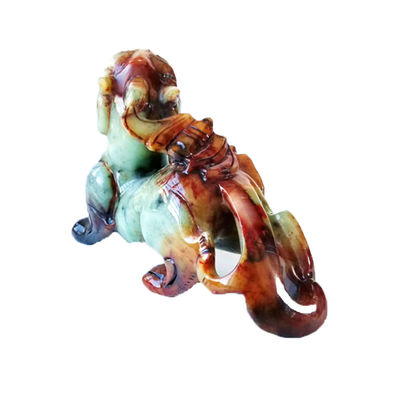 Statue de 22 cm sculptée à la main en Jade Pixiu, statue verte du dragon pour le bonheur et le mal.