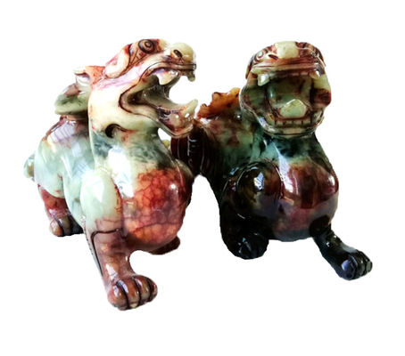 Statue de 22 cm sculptée à la main en Jade Pixiu, statue verte du dragon pour le bonheur et le mal.