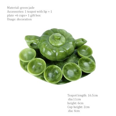 Set de théière de jade artisanale traditionnelle chinoise avec 6 tasses et 1 plaque de jade Collection de pierres précieuses d'édition limitée