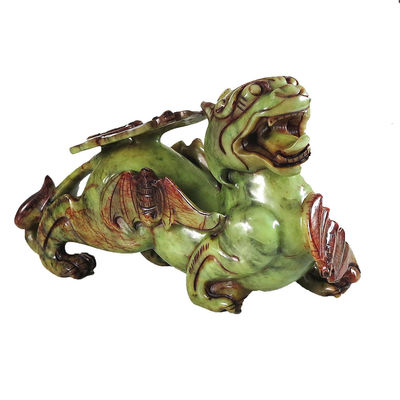 2 pièces Pixiu Ornements chinois Feng Shui Statue verte de chauve-souris de jade de 20 cm Forme personnalisée Décoration de la maison