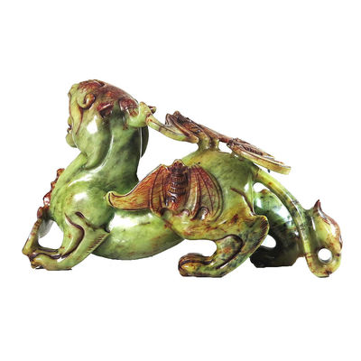 2 pièces Pixiu Ornements chinois Feng Shui Statue verte de chauve-souris de jade de 20 cm Forme personnalisée Décoration de la maison
