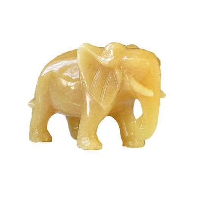 Statue en pierre de l'éléphant de topaze sculptée à la main de 18 cm Statue en cristal pour la décoration intérieure