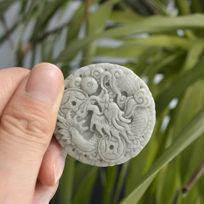 Collier chinois traditionnel Ronde Birmanie Émeraude Jadeit Jade Pierre de dragon Collier de charme naturel Collier pour hommes et femmes