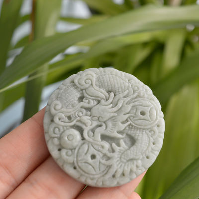 Collier chinois traditionnel Ronde Birmanie Émeraude Jadeit Jade Pierre de dragon Collier de charme naturel Collier pour hommes et femmes