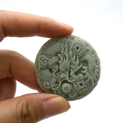 Collier chinois traditionnel Ronde Birmanie Émeraude Jadeit Jade Pierre de dragon Collier de charme naturel Collier pour hommes et femmes