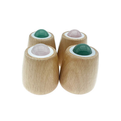 Boule de massage en jade personnalisable manche en bois rouleau de jade pour le massage corporel et le cou / visage Gua Sha outil de soulagement du stress