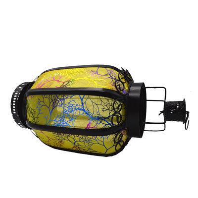 Lanterne de produit chinois jaune longueur 26 cm diamètre 13 cm métal fer idéal pour les festivals