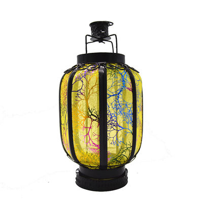 Lanterne de produit chinois jaune longueur 26 cm diamètre 13 cm métal fer idéal pour les festivals