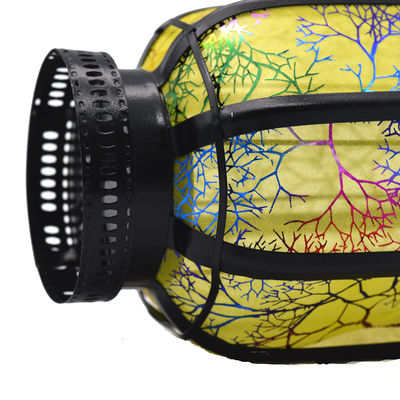 Lanterne de produit chinois jaune longueur 26 cm diamètre 13 cm métal fer idéal pour les festivals