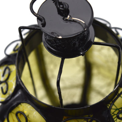 Lanterne de produit chinois jaune longueur 26 cm diamètre 13 cm métal fer idéal pour les festivals