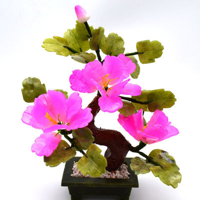 Logo personnalisé Disponibled Chinese Jade Stone Fleur Trees Rouge Décoratif Fleur Crystal Trees pour le B2B Marke